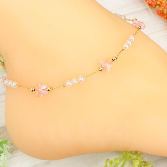 "Handmade Anklet – Elegant & Delicate Jewelry for Women | UNVRC1691 - Picture 3 of 10